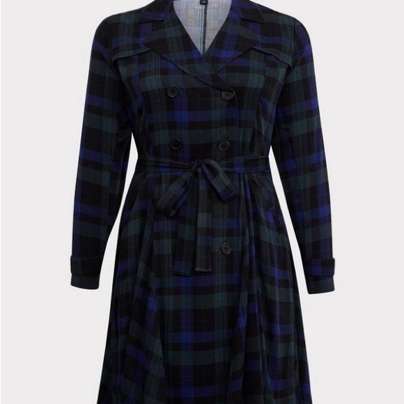 Torrid Plaid Double-Breasted Trench Jacket / Dress size 2 - Picture 6 of 15